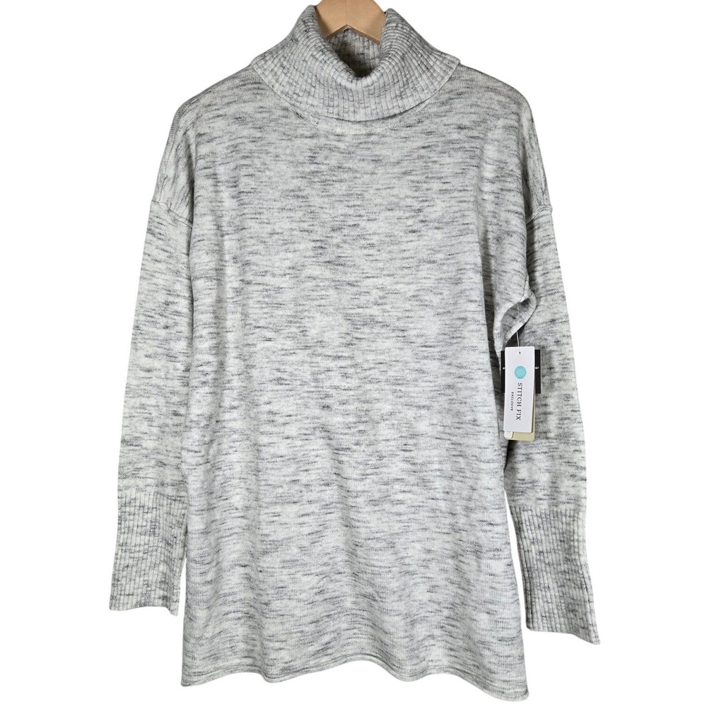 RD Style Women Grey Space Dye Turtleneck Sweater 71S817SFO‎ 1X Stitch Fix New